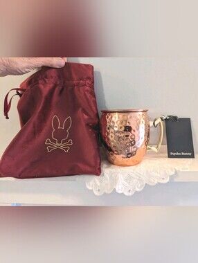 Psycho Bunny Copper Moscow Mule Mug with Black Bunny Charm